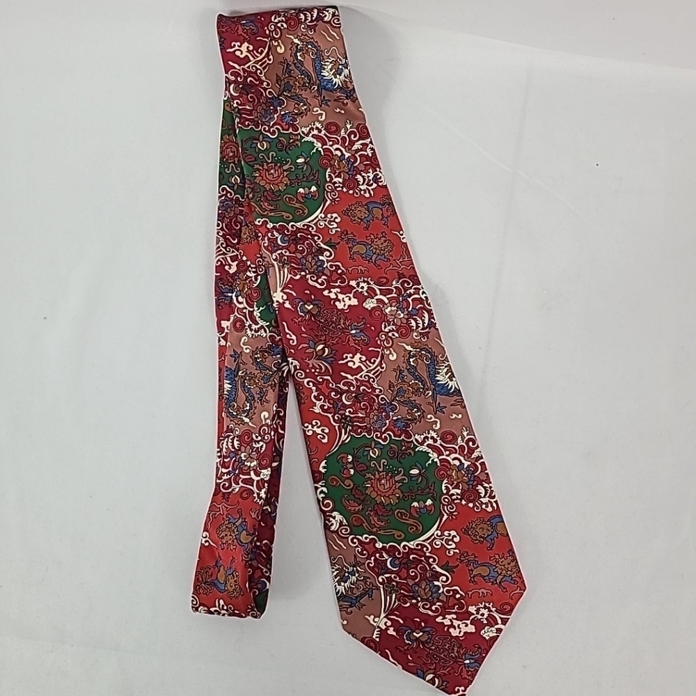 Vintage Liberty Red Green Blue Maroon Silk Tie 3.5" X 56"